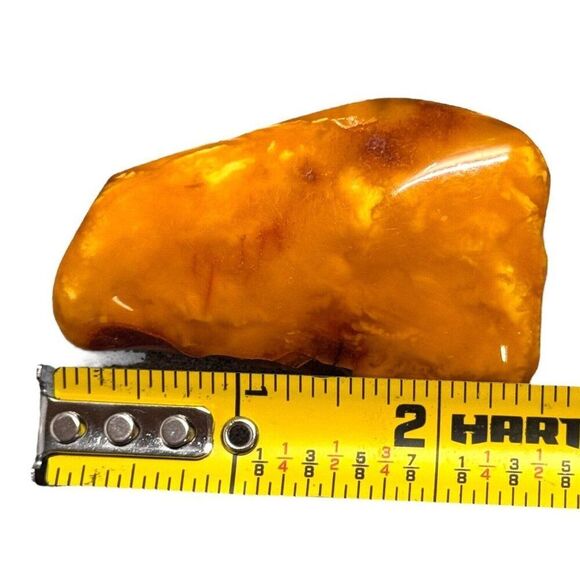 Polished Amber Brooch Pin With Natural Veins Inclusions Statement 14 grams Retro - Picture 4 of 7